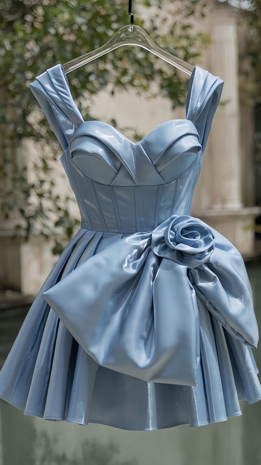 Silky Blue A-line Homecoming Dresses Sweet Hoco Dress,AST1894