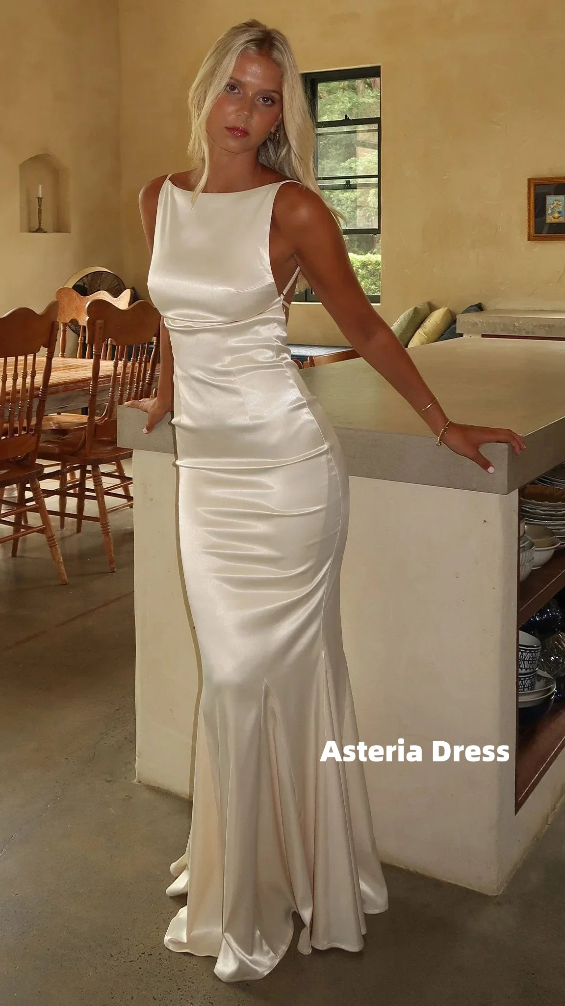 Simple Custom Made Ivory Mermaid Prom Dresses Backless Formal Dress, AST2323