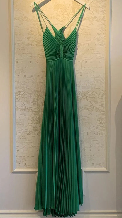 Simple Green Pleated Evening Party Dresses A-line Prom Dress,AST2255