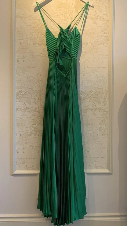 Simple Green Pleated Evening Party Dresses A-line Prom Dress,AST2255