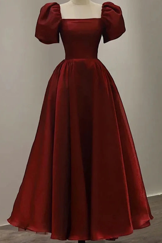 Simple Prom Dresses Burgundy A-Line Party Dress,AST2294
