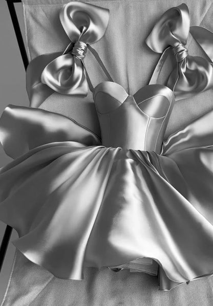 Sky Blue A-Line Homecoming Dresses Bowknot Straps Hoco Graduation Dress,AST2013