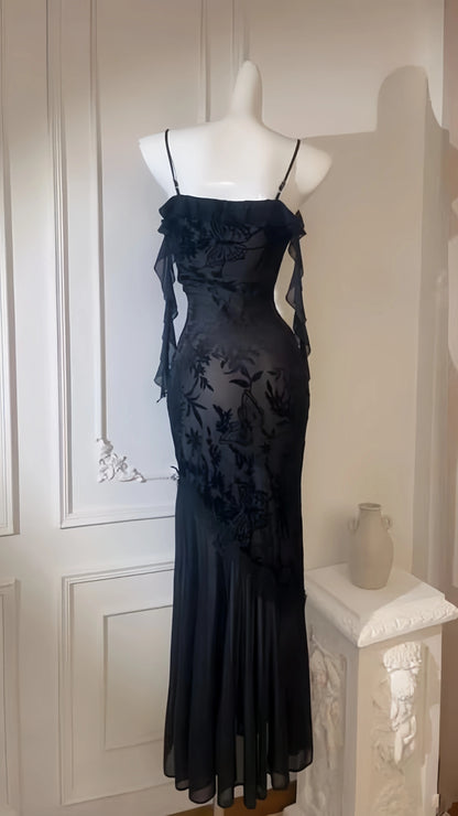 Spaghetti Straps Black Lace Bodycon Party Dresses,AST2125