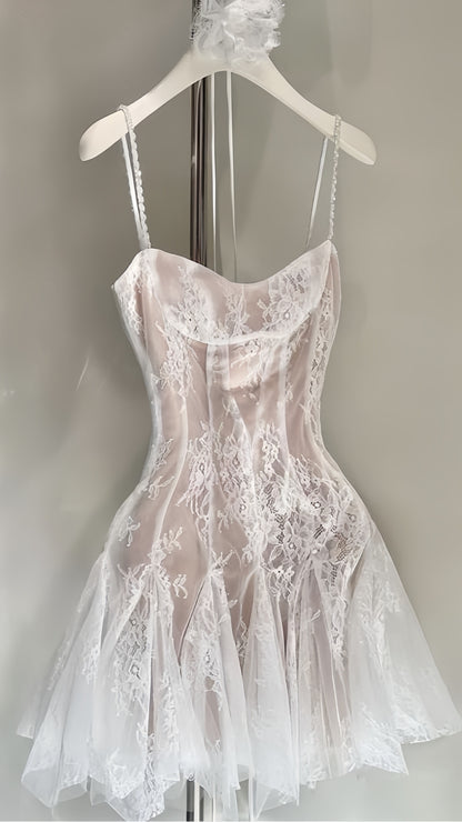Spaghetti Straps Lace A-line Homecoming Dresses Mini Graduation Dress,AST1893