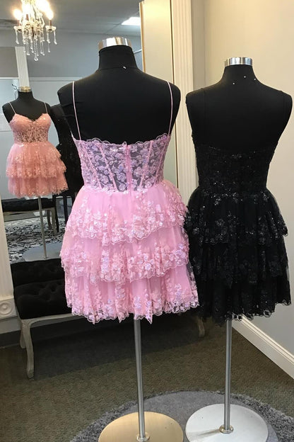 Spaghetti Straps Lace Homecoming Dresses Mini Party Gown, AST1353