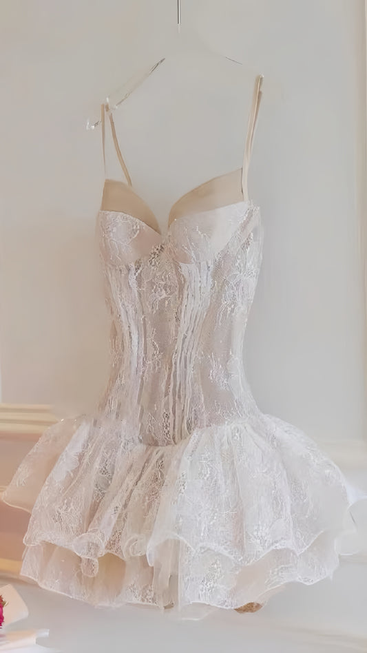 Spaghetti Straps Lace Homecoming Dresses Sexy Party Dress,AST2008