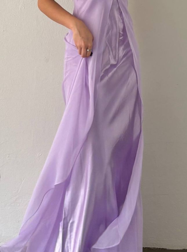 Spaghetti Straps Lilac Sheath Long Prom Dresses Party Outfits,AST2074