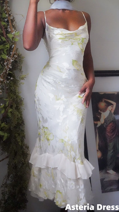 Spaghetti Straps Mermaid Floral Party Dress