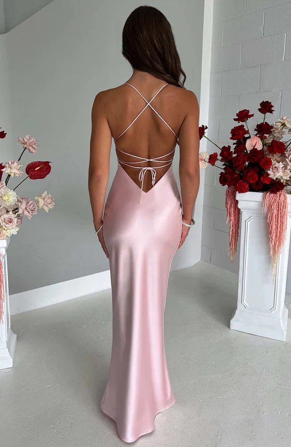 Spaghetti Straps Mermaid Light Pink Prom Dress Floor Length Dress, AST911 - Asteria