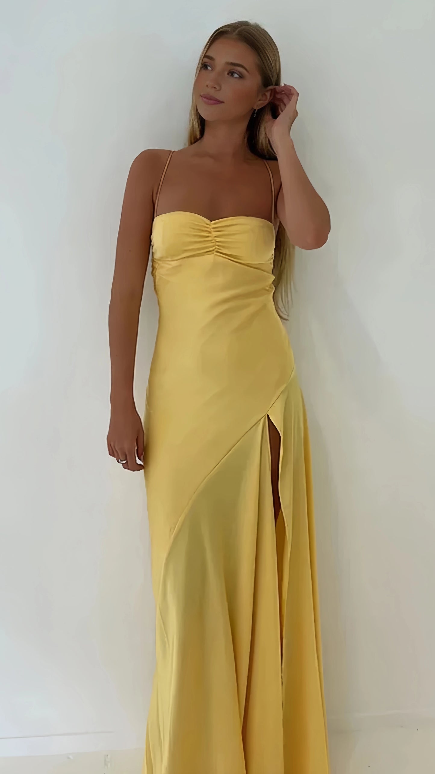 Spaghetti Straps Red Prom Dresses Long Evening Dress Sexy Party Gown With High Slit,AST2204