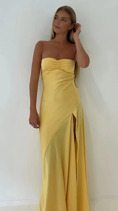 Spaghetti Straps Red Prom Dresses Long Evening Dress Sexy Party Gown With High Slit,AST2204