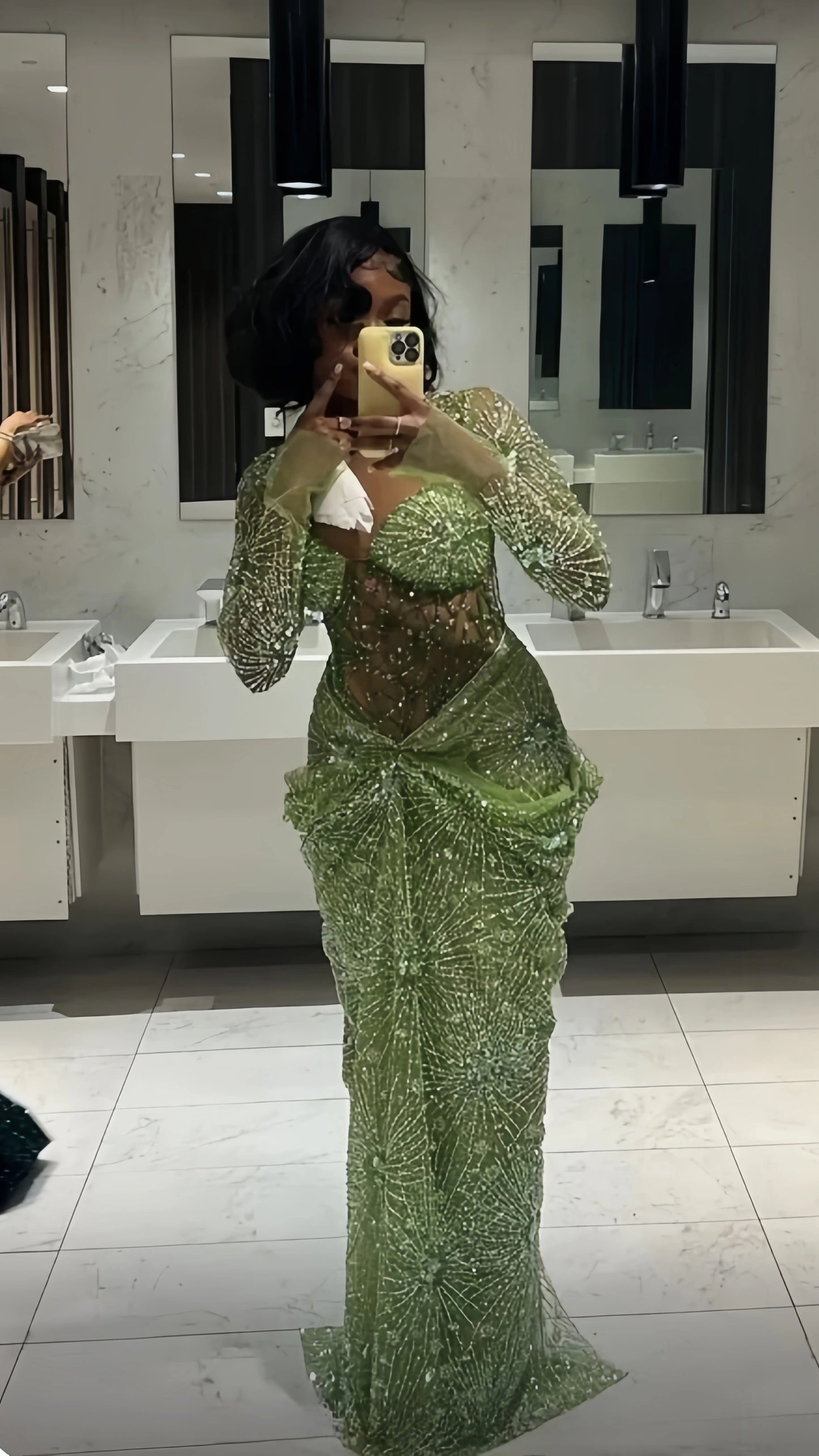 Sparkle Green Sequin Mermaid Prom Dresses Back Girls Evening Party Dress,AST2259