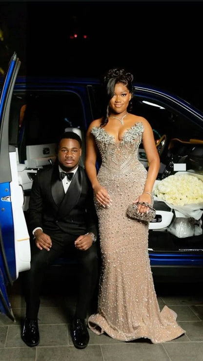 Sparkle Mermaid Beaded Prom Dresses Sweetheart Long Evening Party Dress,AST2241