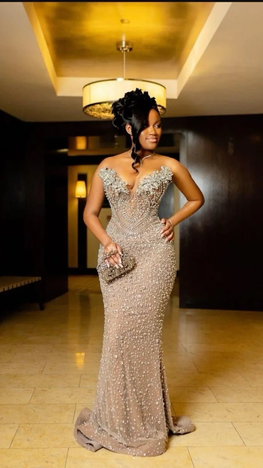 Sparkle Mermaid Beaded Prom Dresses Sweetheart Long Evening Party Dress,AST2241