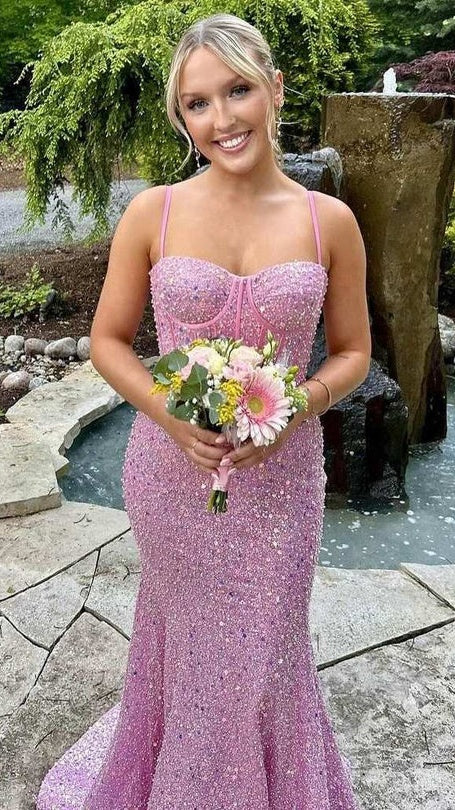 Sparkle Light Blue Mermaid Sequin Long Prom Dresses Sweetheart Evening Party Dress,AST2195