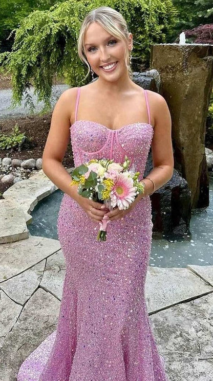 Sparkle Light Blue Mermaid Sequin Long Prom Dresses Sweetheart Evening Party Dress,AST2195