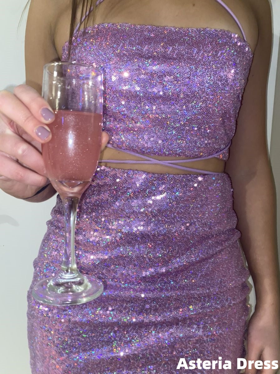 Sparkle Purple Sequins Bodycon Homecoming Dress