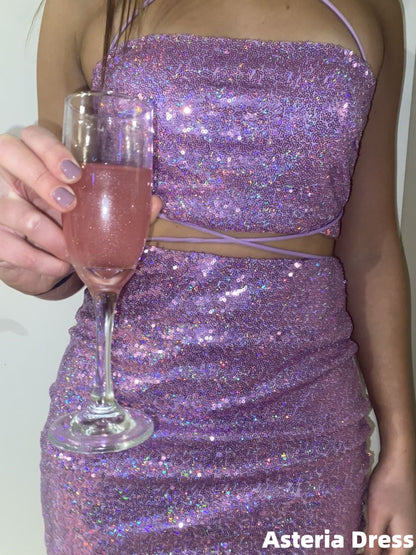 Sparkle Purple Sequins Bodycon Homecoming Dress