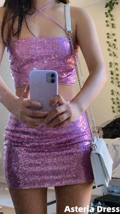 Sparkle Purple Sequins Bodycon Homecoming Dress