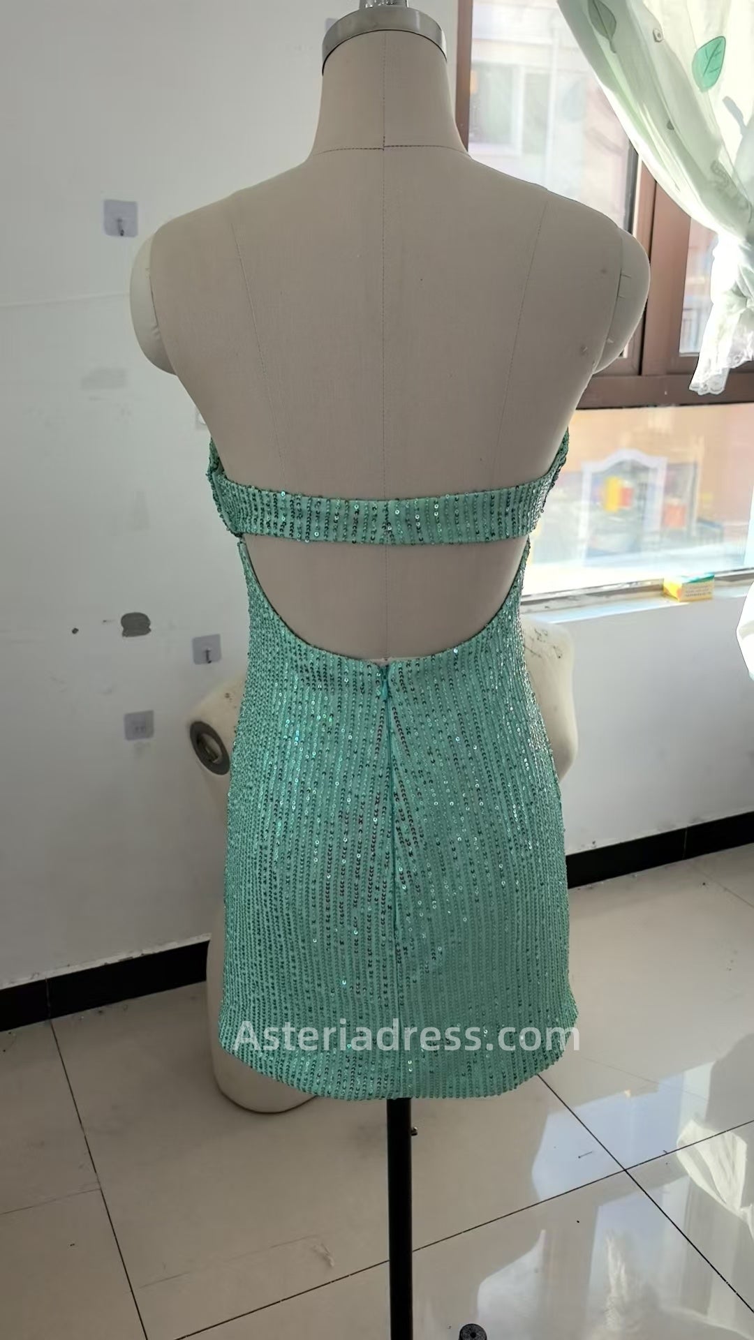 Sparkles Flying Sequins Homecoming Dress Mini Dress Sage, AST1077