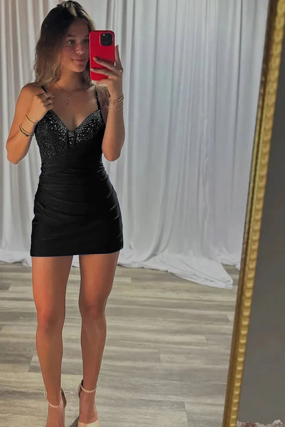 Sparkly Royal Blue Bodycon Corset Homecoming Dress With Beading