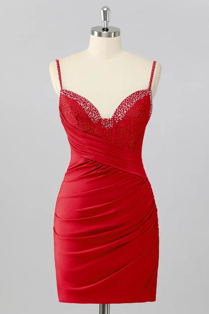 Sparkly Royal Blue Bodycon Corset Homecoming Dress With Beading