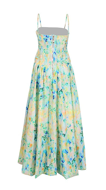 Spring Floral Strapless Prom Dresses Pleated Split Evening Party Gown,AST2271