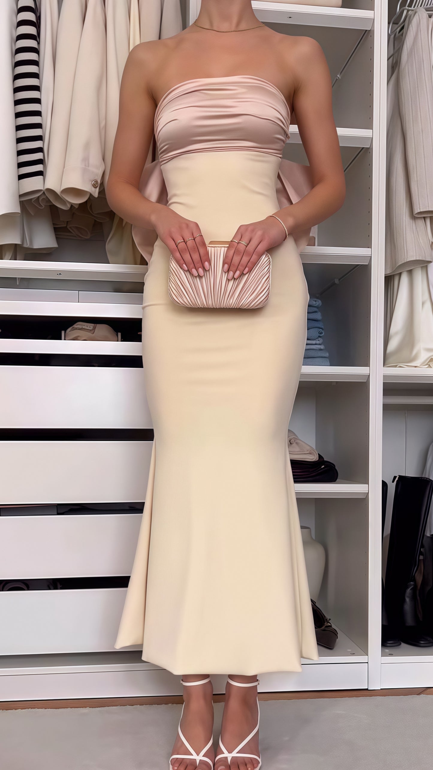 Strapless Bodycon Party Dress, Ankle Length Long Prom Dress,AST1805