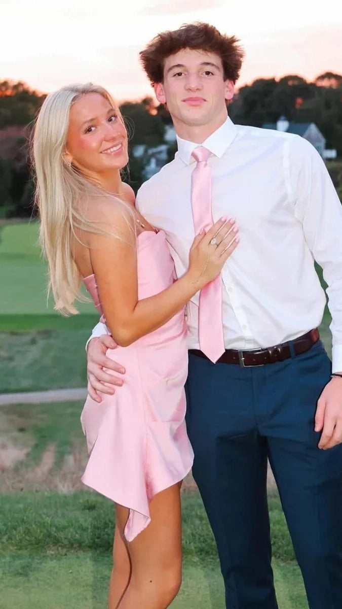 Strapless Pink Homecoming Dresses Short Prom Dress,AST2071