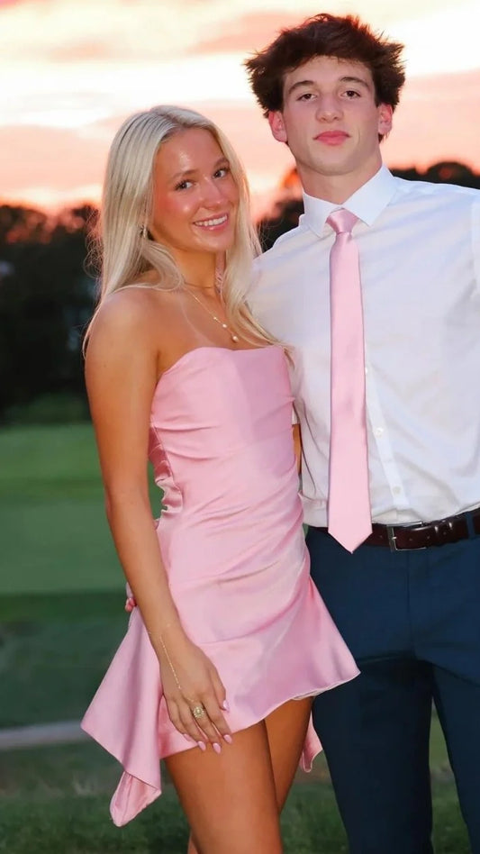 Strapless Pink Homecoming Dresses Short Prom Dress,AST2071