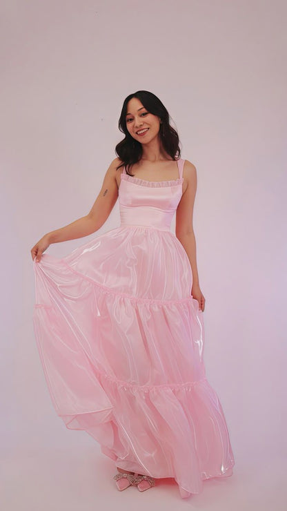 Stylish A Line Spaghetti Straps Pink Long Prom Dress with Lace - Pink,AST2107