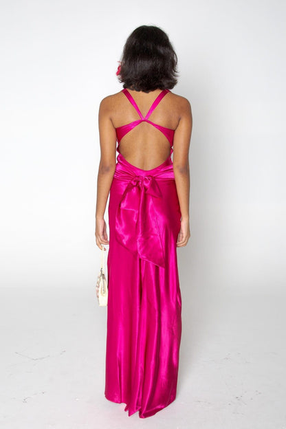 Stylish Sheath V Neck Green Long Party Dress with Open Back Bowknot