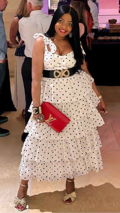 Sweet Chiffon Ruffle Prom Dresses Dots Evening Party Dress Plus Size,AST1876