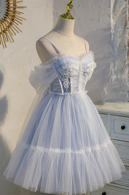 Sweet Light Blue A-line Short Party Dress Homecoming Dress , AST1184
