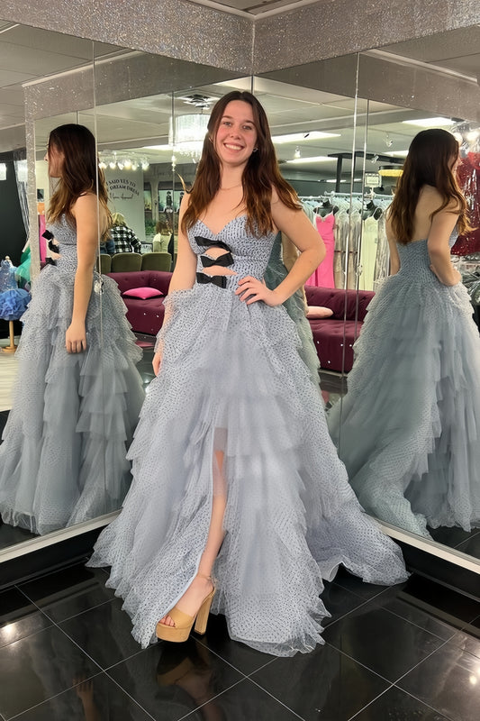 Sweetheart A-Line Ruffle Prom Dresses Sleeveless Evening Party Dress,AST2148