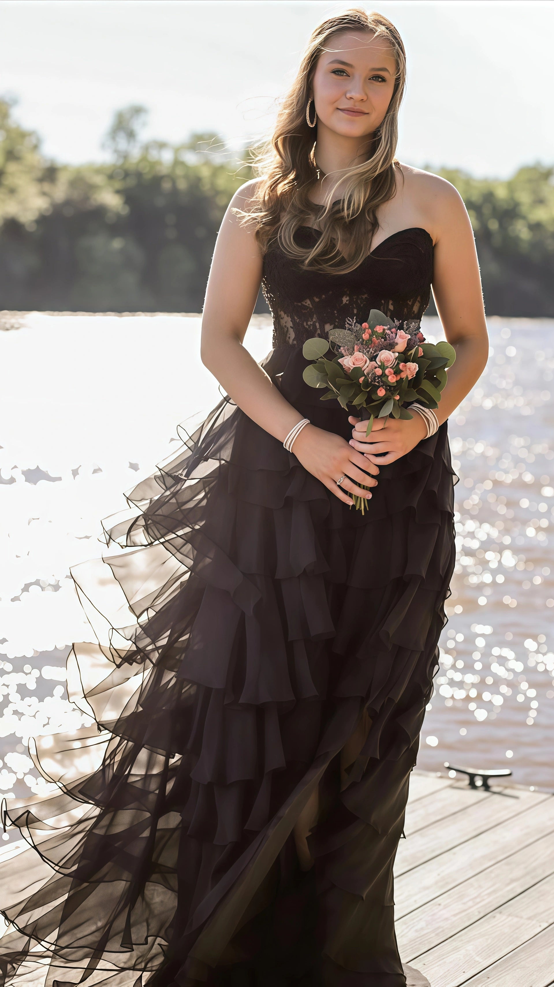 Sweetheart Appliques Chiffon Ruffle Prom Dress,AST1643 Asteria Sweetheart Appliques Chiffon Ruffle Prom Dress,AST1643 Asteria
