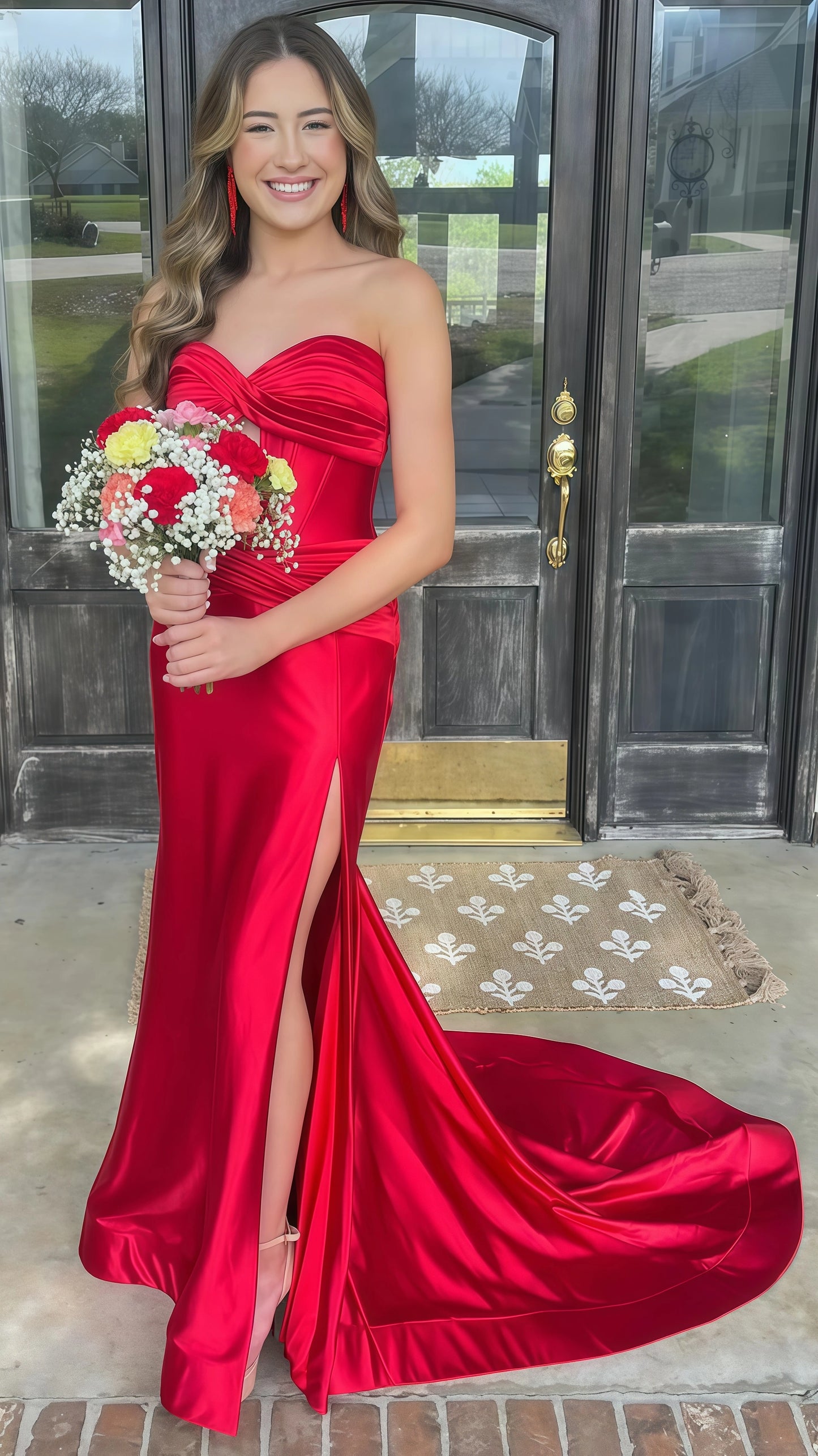 Sweetheart Mermaid Satin Long Prom Dress,AST1639