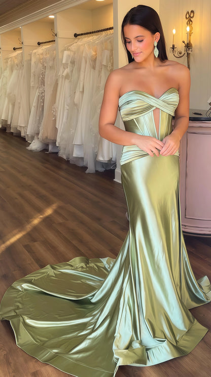 Sweetheart Mermaid Satin Long Prom Dress,AST1639