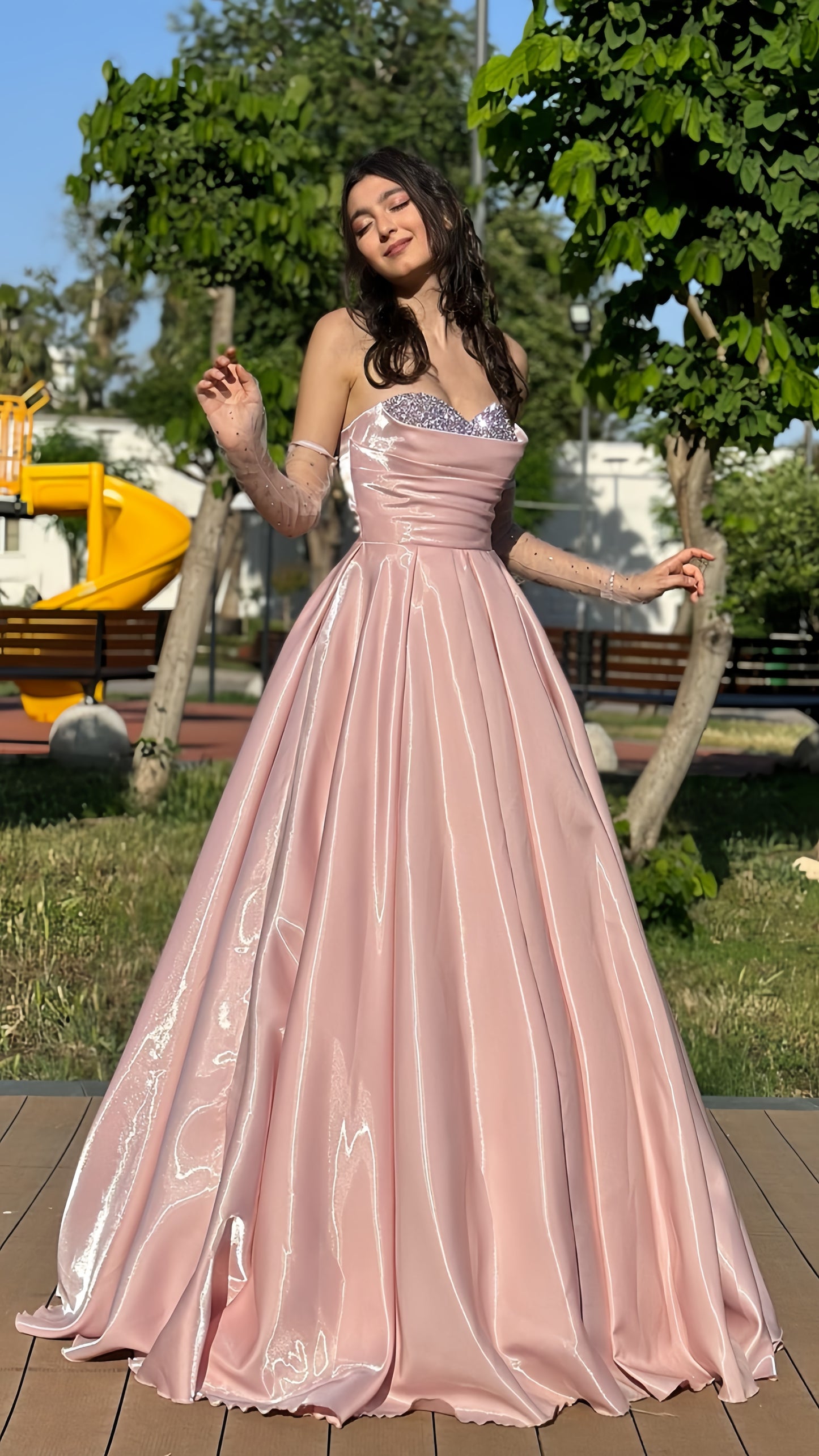 Sweetheart Pink Evening Prom Dresses, Senior Party Dresses, AST1553