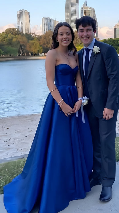 Sweetheart Royal Blue A-Line Prom Dress, AST1493