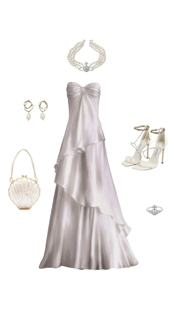 Sweetheart White Chiffon Prom Dress Long Party Dresses, AST894 - Asteria