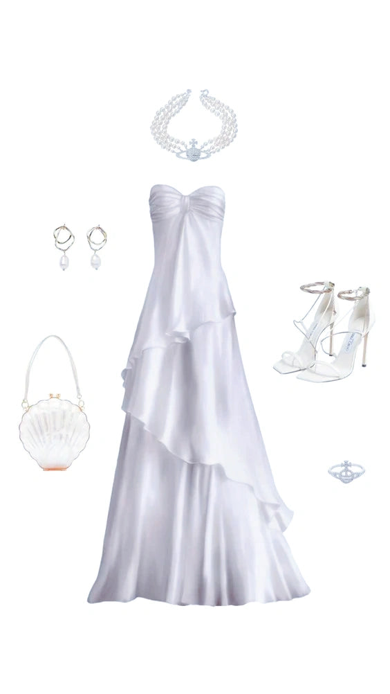 White Sweetheart Chiffon Prom Dress | A-Line Evening Gown Asteria White Sweetheart Chiffon Prom Dress | A-Line Evening Gown Asteria