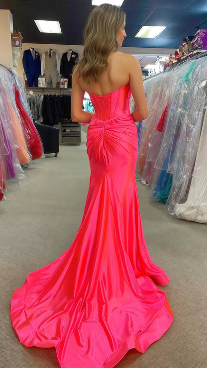 Sweetheart Mermaid Satin Long Prom Dress,AST1639