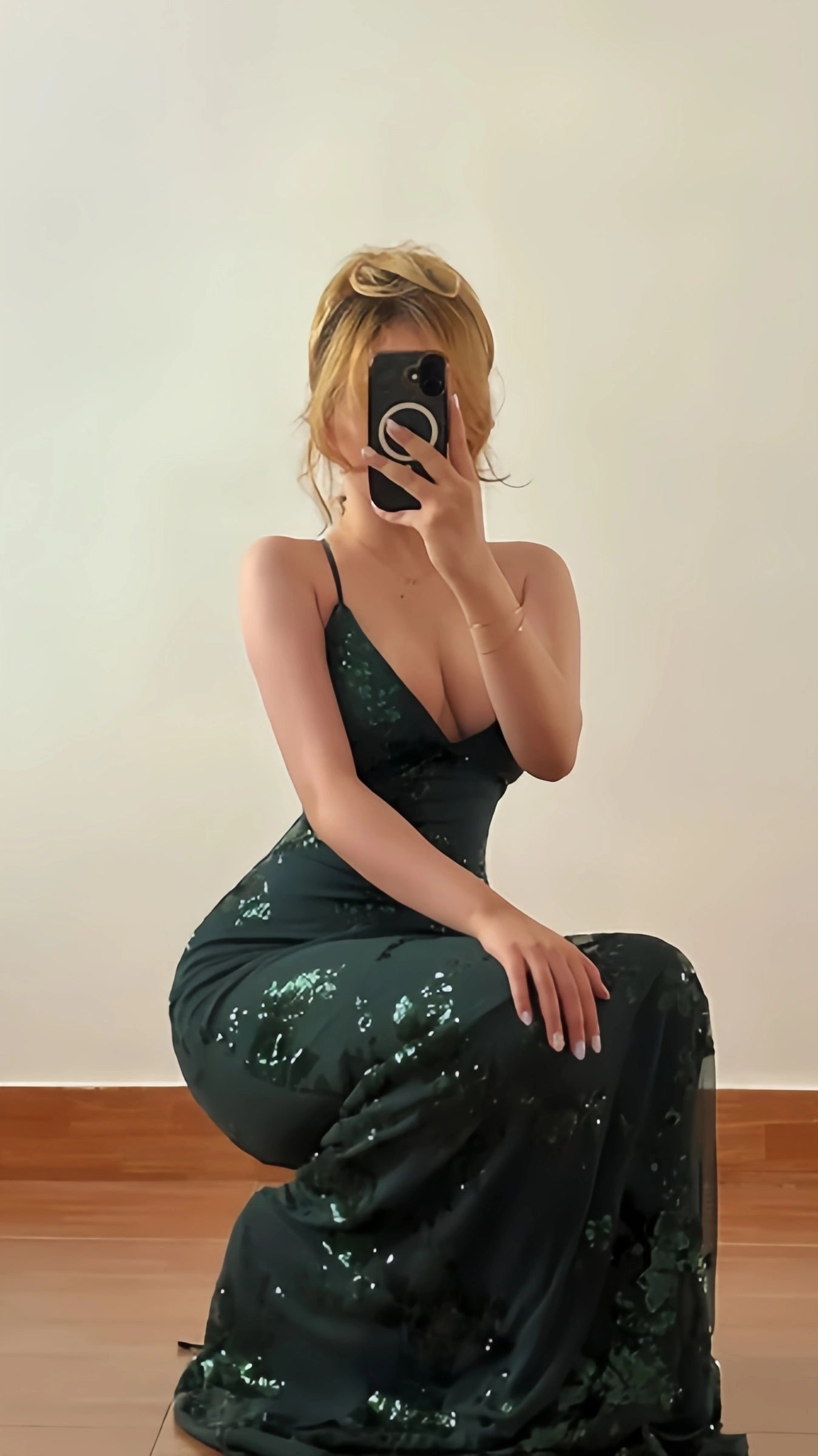 Timeless Dark Green Spaghetti-Straps Sleeveless Prom Dresses Mermaid V-Neck With Lace-Up Back,AST2294