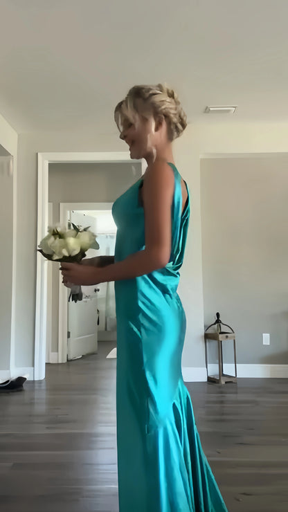 Trends Simple Blue V-neck Sheath Evening Prom Dresses,AST2135