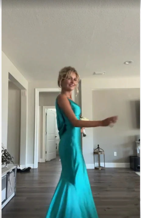 Trends Simple Blue V-neck Sheath Evening Prom Dresses,AST2135