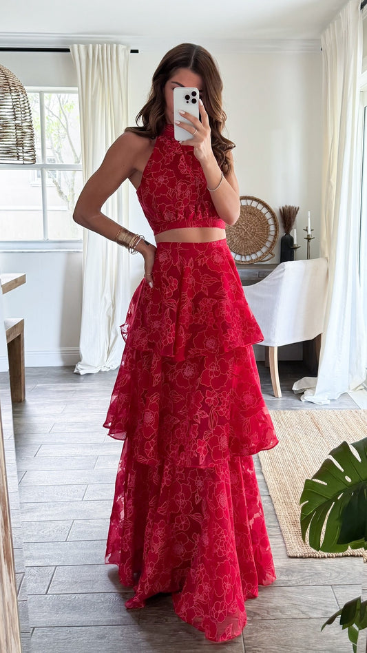 Two Pieces Lace Ruffle Fashion Party Dresses, Senior Prom Dress Long Graduation Dress For Girls,AST2269