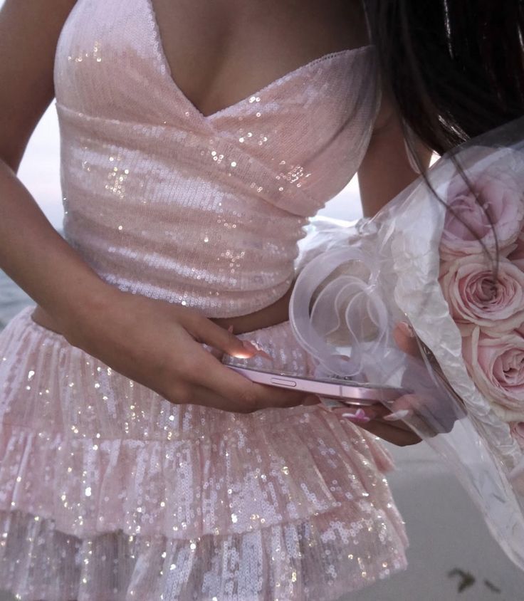 Two Pieces Light Pink Sequin Short Homecoming Dresses,AST2011