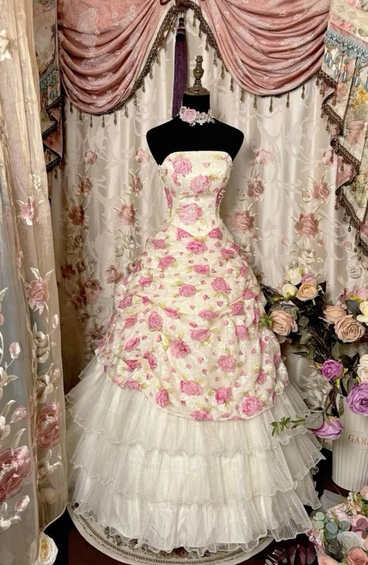 Vintage Floral Ruffle Sweet 16 Dress Organza Evening Prom Dance Dresses,AST2111