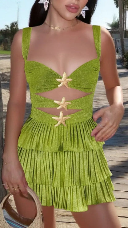 Sparkle Ruffle Homecoming Dresses Beach Party Dress, AST2031